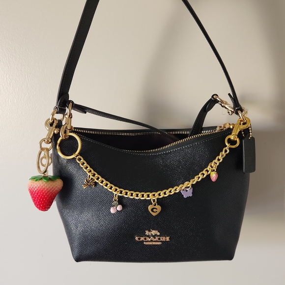 Coach Handbags - Coach Black Shoulder Bag with Gold Chain and Charms